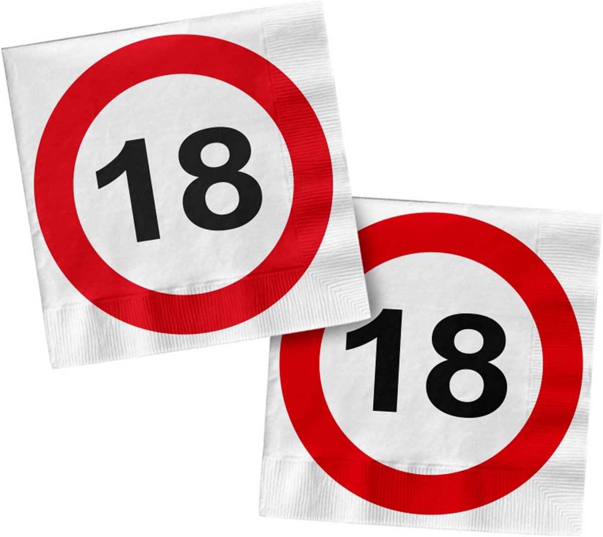 Servetten 18e Verjaardag Verkeersbord Rood Wit 20 Stuks Tafeldecoratie