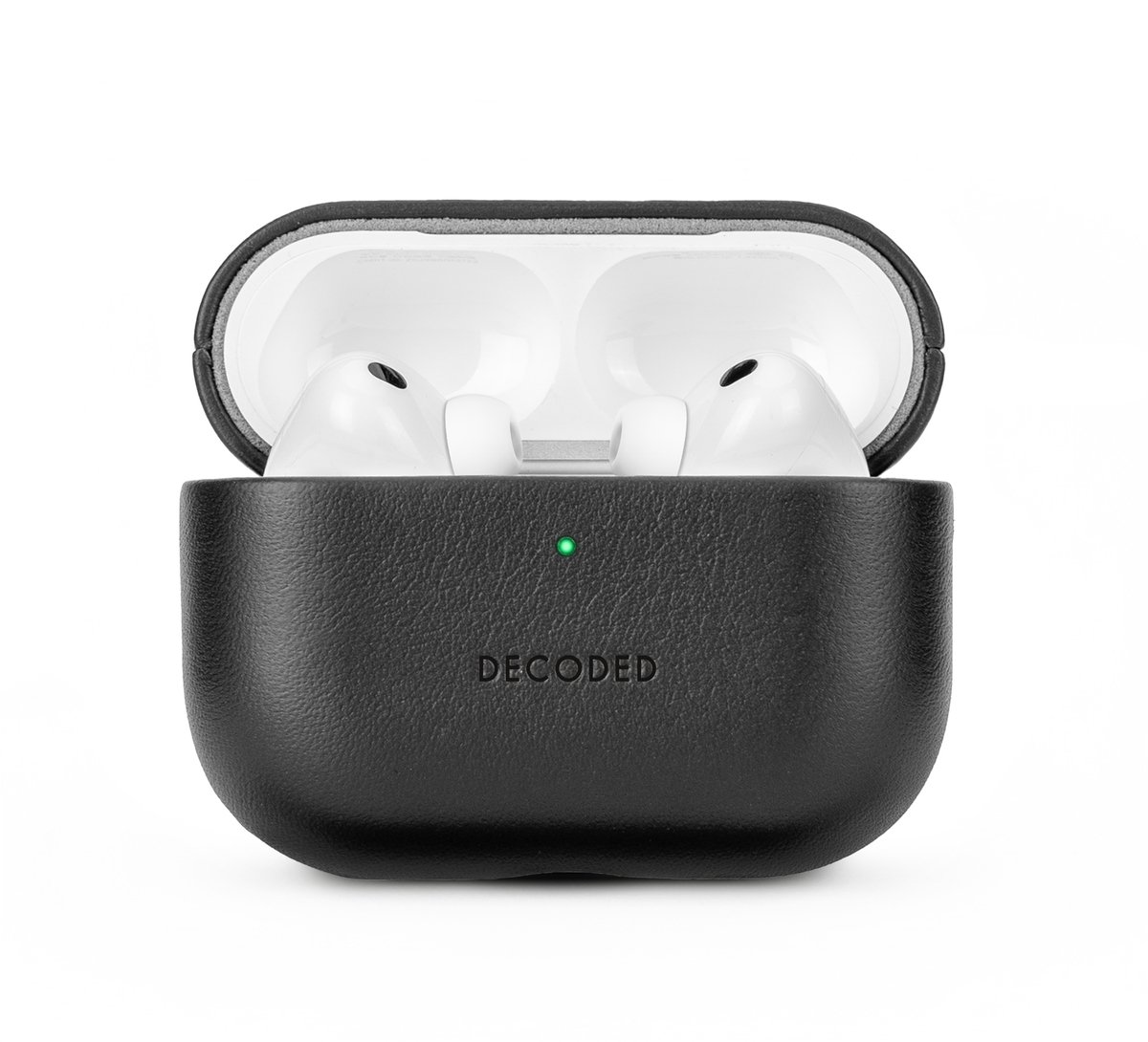 DECODED Leren Hoesje voor AirPods Pro 3 - Airpods Pro 3 Case - Premium ECCO-leer - Geschikt voor Magsafe - Draadloos Oplaadbaar - Indicatie Lampje - Krasbestendig - Zwart