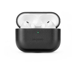 DECODED Leren Hoesje voor AirPods Pro 3 - Airpods Pro 3 Case - Premium ECCO-leer - Geschikt voor Magsafe - Draadloos Oplaadbaar - Indicatie Lampje - Krasbestendig - Zwart