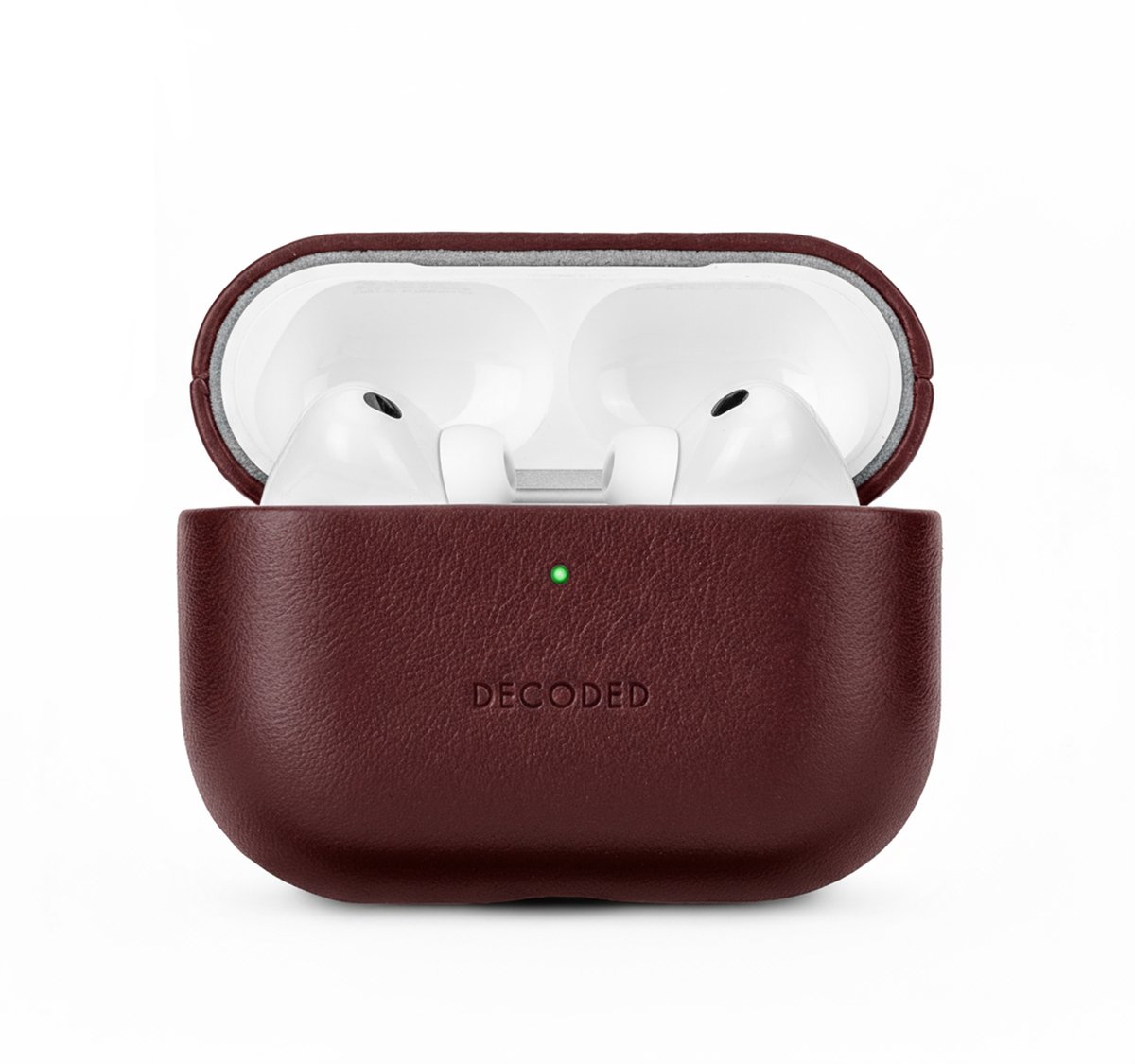 DECODED Leren Hoesje voor AirPods Pro 3 - Airpods Pro 3 Case - Premium ECCO-leer - Geschikt voor Magsafe - Draadloos Oplaadbaar - Indicatie Lampje - Krasbestendig - Burgundy Rood