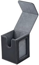 MTG Deck Holder met Venster - Opbergdoos voor 120+ Sleeved Trading Cards - Magic TCG Commander Deck Box (Zwart/Grijs) - Met commander display plastic slide in