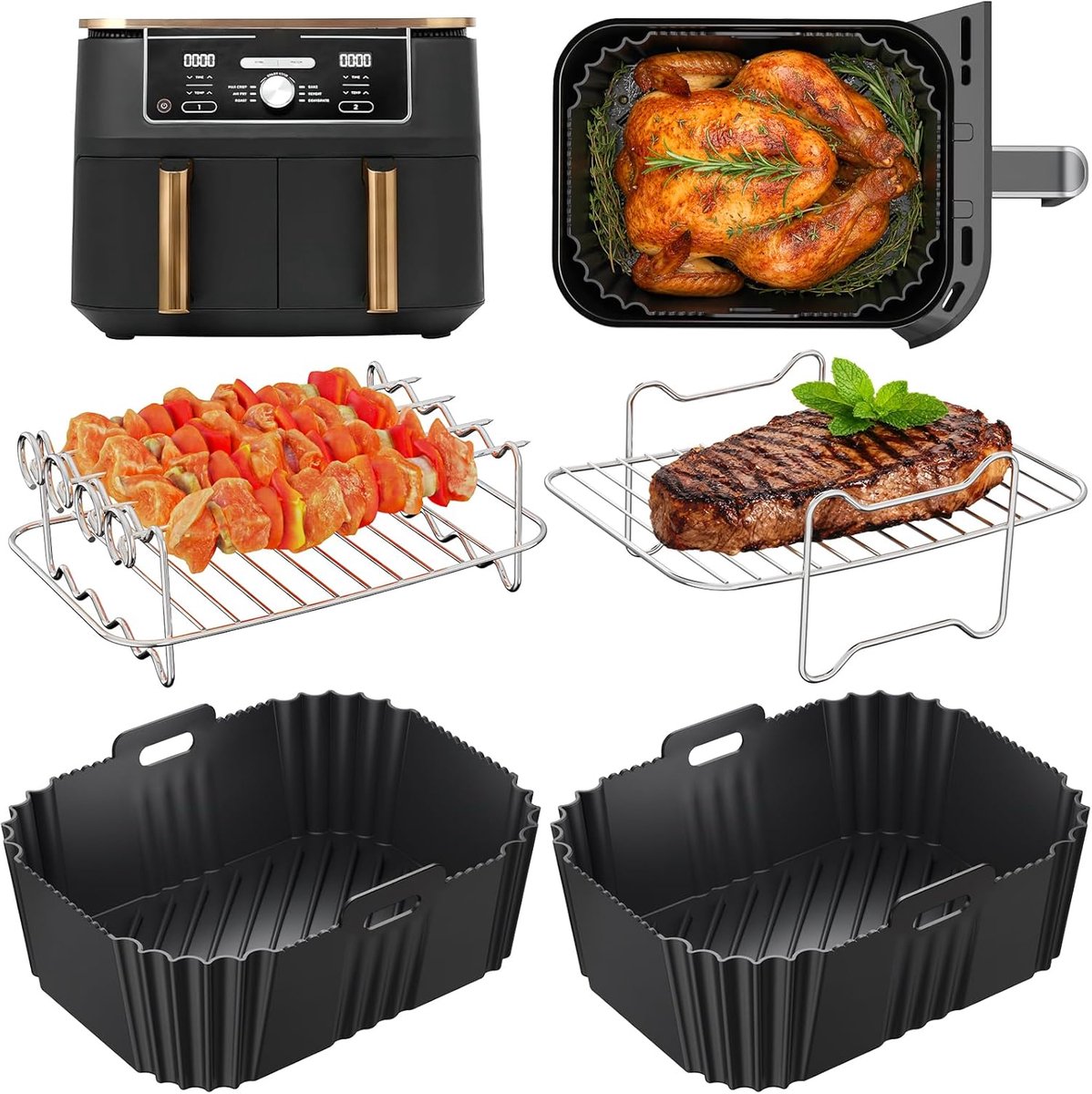 Silicone Accessoires voor Airfryer - Geschikt voor Dual Zone 7.6-10 L