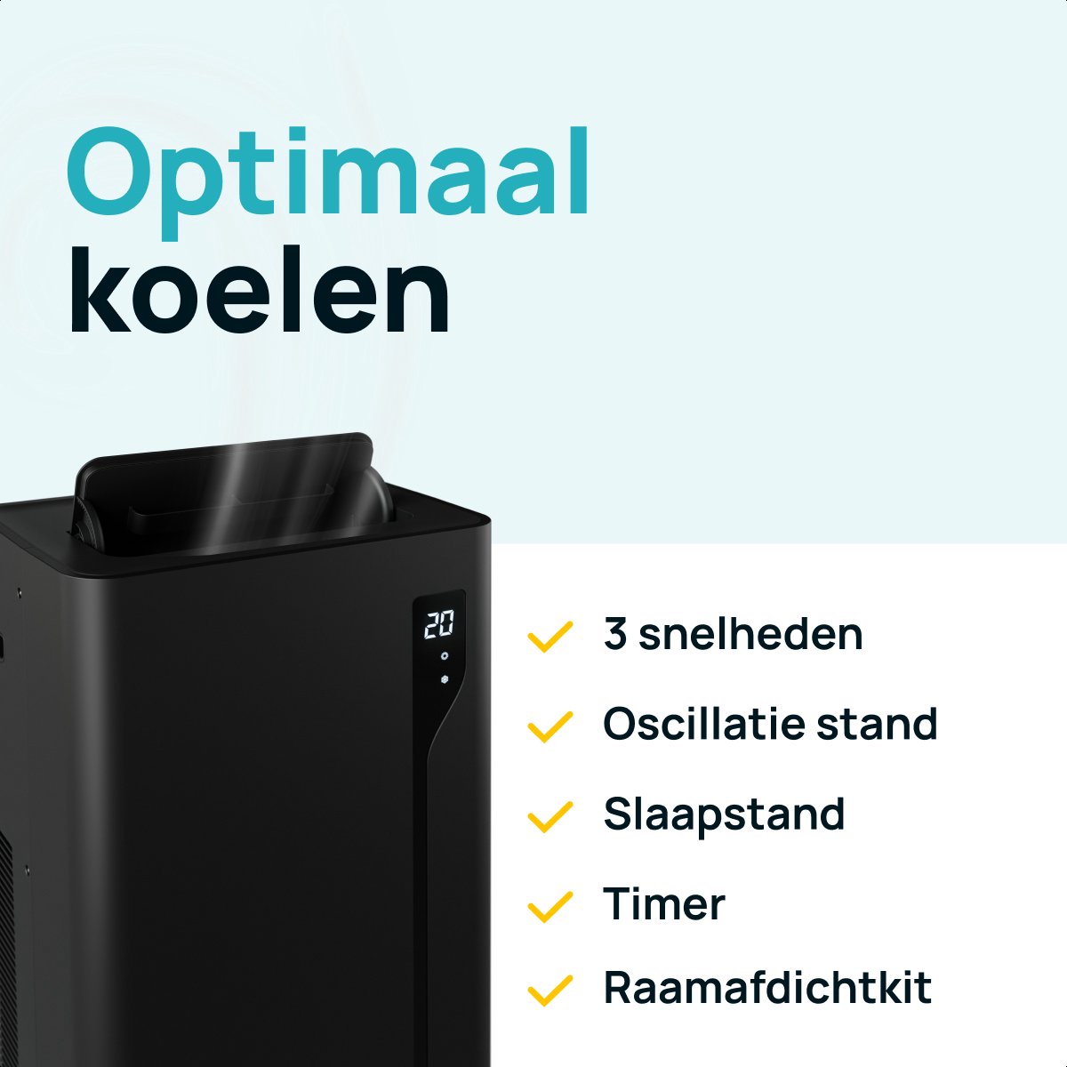 Mobiele airco 12.000 BTU MOA - Koelen, ontvochtigen, ventileren tot 35m² - Met afstandsbediening en raamkit - Afbeelding 4