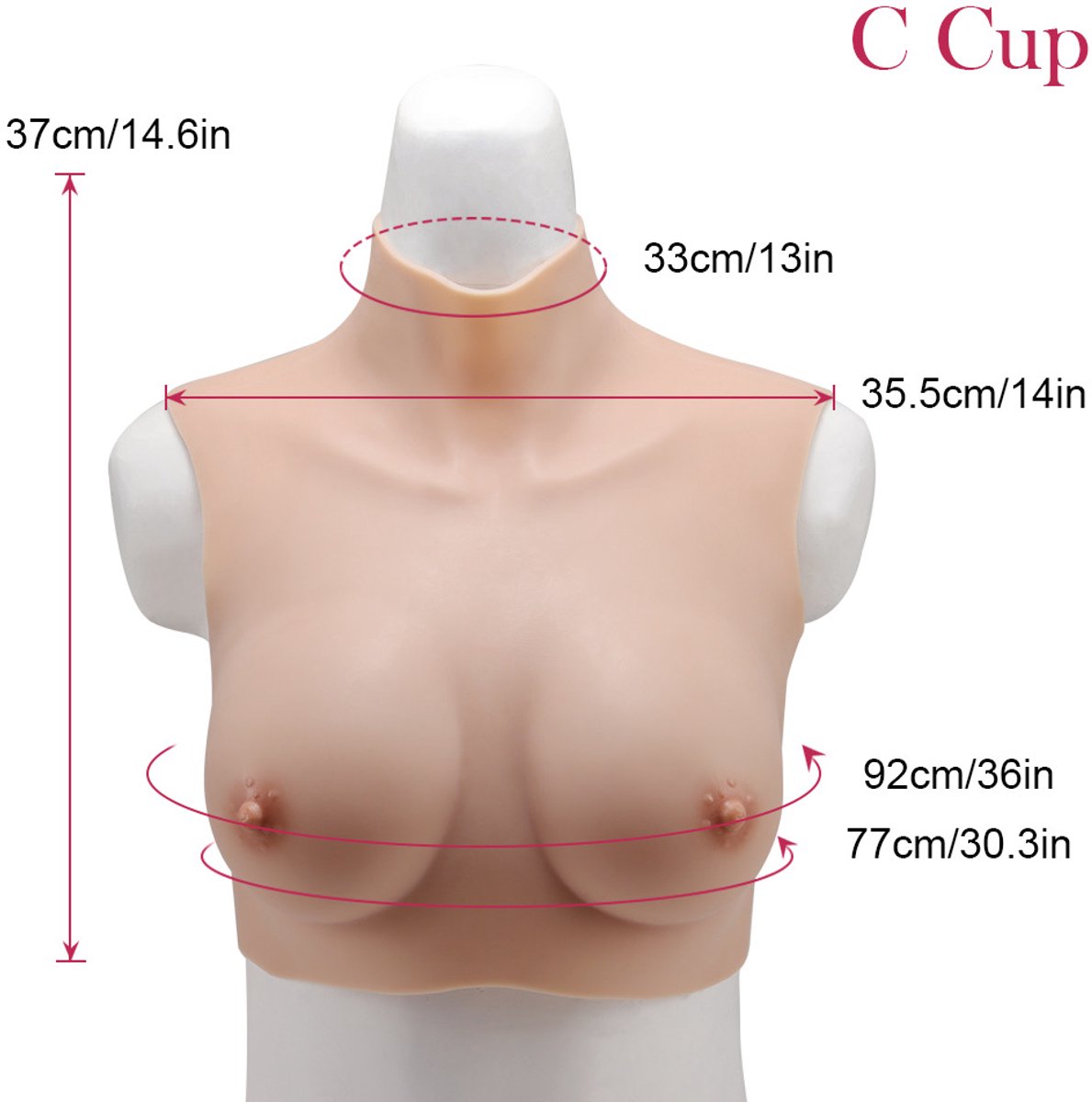 Siliconen borsten- C cup- Nep Borsten- 100% siliconen- 2400 gram -Crosdresser- Travestiet- Cosplay-Breastplate-Travestie- Natuurlijke look-
