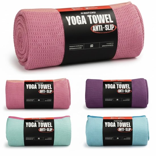 Matchu Sports - Yoga handdoek - Yoga handdoek anti slip - Yoga towel - 183 x 61 cm - Elegant Pink van Matchu Sports — afbeelding 2