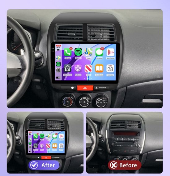 Autoradio - Android 15 Autoradio 10 Inch 4+64GB Navigatiesysteem voor Mitsubishi ASX 2010-2017 Apple CarPlay & Android Auto met DAB+, GPS, WiFi, Bluetooth, SWC & Spiegelverbinding