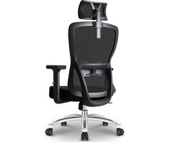 Durrafy® Ergonomische Bureaustoel - Bureaustoel - Bureaustoelen voor Volwassenen - Office Chair met Verstelbare Lendensteun, Hoofdsteun & Armleuningen | Hoge Rugleuning, Schommel- en Kantelfunctie (90°-130°), Geschikt voor Thuiswerk en Kantoor, Zwart