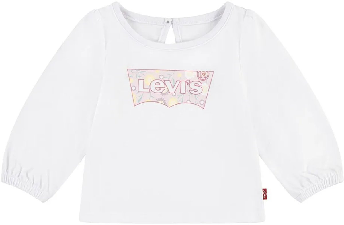 Levi´s ® Kids Batwing Puffer Detail T-shirt Met Lange Mouwen 12 Months Meisjes Wit