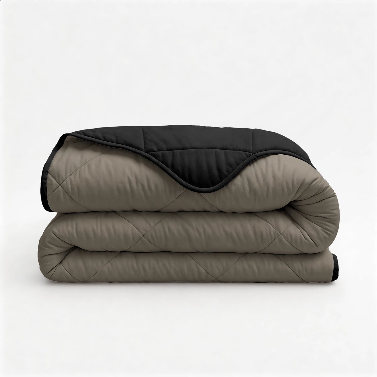 Aurello dekbed zonder overtrek Uni Tweezijdig - 200x200 cm met kussenslopen - Lazy dekbed - 100% Polyester - Taupe / Zwart