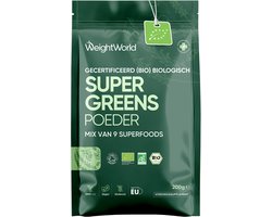 WeightWorld Biologisch Green Juice Superfood poeder - Matcha, chlorella, lijnzaad, açai, maca, tarwegras, gerstegras, guarana en baobab - 9 krachtige superfoods - 200 g