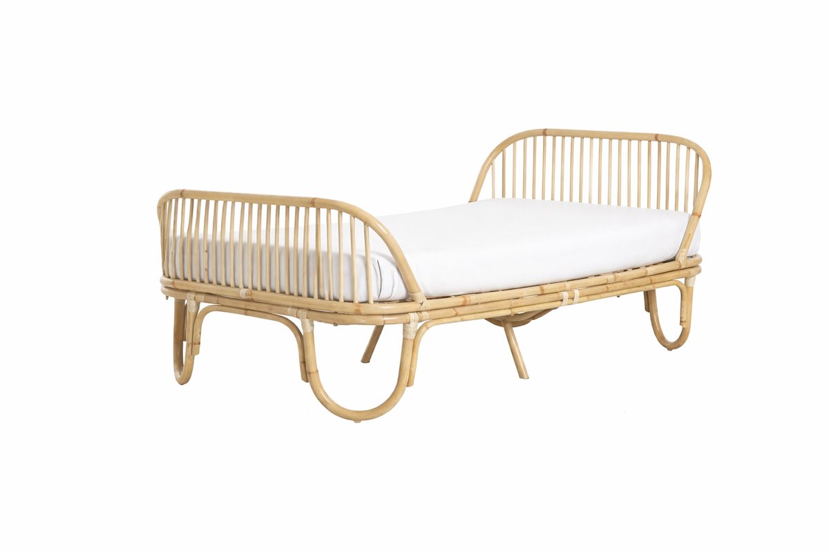 Createyourhome - Rotan - Bed - Peuterbed - Farel - Ibiza - Japandi - Riet - Uniek - Eyecather - Uniek - Kinderkamer - Incl matras
