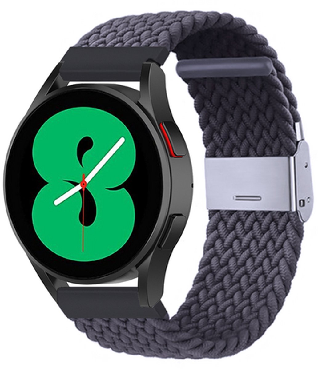 By Qubix - Braided nylon bandje - Donkergrijs - geschikt voor Huawei Watch 5 - 46mm