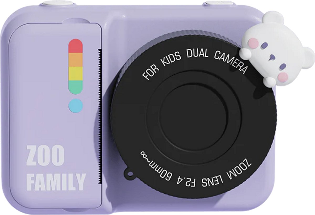 Snapling Printcamera voor Kinderen - Digitale Kindercamera met Instant Print - Inclusief 32GB SD-Kaart & 3 Rollen Papier - Thermisch Fototoestel - Paars