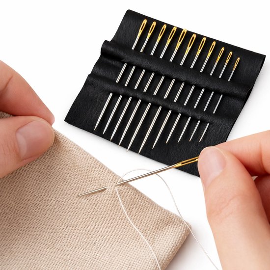Set Van 12 Dubbeloogs Naalden I Blind Needles I 3 Verschillende Maten I Borduurnaalden I Stopnaalden