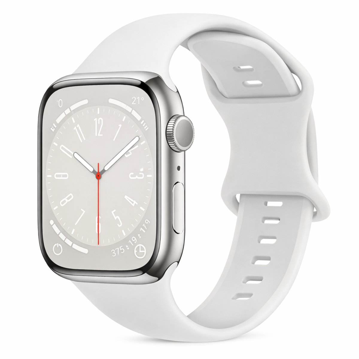 Bandje Wit Geschikt voor Apple Watch - 2 maten inbegrepen (S/M + M/L) - Maat 38/40/41/42/44/45/46/49mm - Geschikt voor Apple Watch - Bandje - Series 1/2/3/4/5/6/7/8/9/10/11/SE/ULTRA - Wit - Bandje siliconen sport - Strap