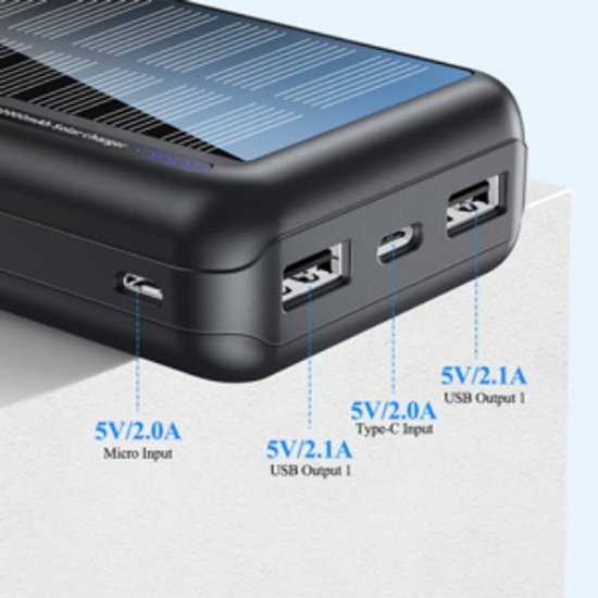 A ADDTOP Powerbank op zonne-energie, 20.000 mAh, oplader op zonne-energie met 22,5 W snellading, 2 USB-A-uitgangen, 1 USB-C-ingang/uitgang, 4 opvouwbare zonnepanelen, oplader externe accu voor mobiele A ADDTOP Powerbank op zonne-energie, 20.000 mAh, oplader op zonne-energie met 22,5 W snellading, 2 USB-A-uitgangen, 1 USB-C-ingang/uitgang, 4 opvouwbare zonnepanelen, oplader externe accu voor mobiele