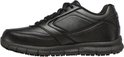 Zwarte Skechers veterschoen, leren look, met vetersluiting en dikke zool.