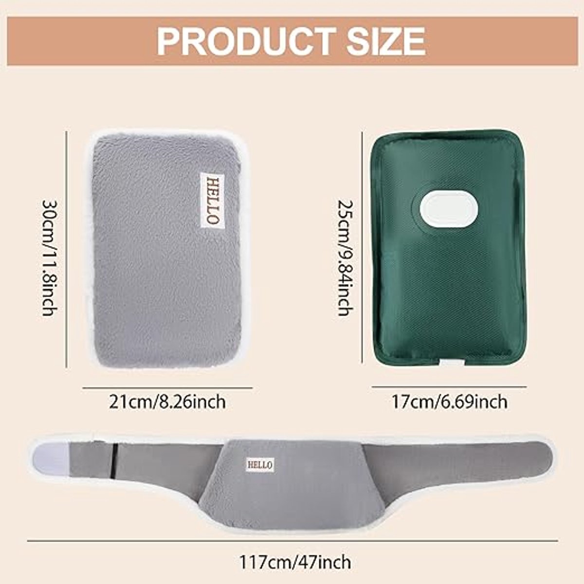 Thuys Oplaadbare Elektrische Warmwaterkruik voor Nek, Rug & Handen – Warmtekruik met Soft-Touch Riem en Handschoen – Lekvrij & Herbruikbaar – Grijs – foto 4