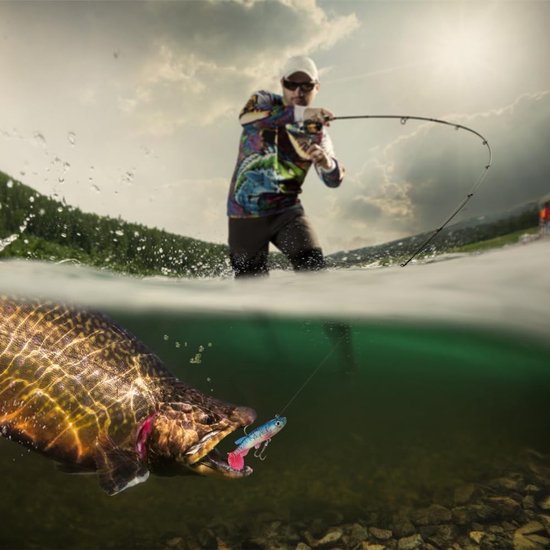 12 stuks - Kunstaas - Visaas - Jerkbaits - Softbait - Crankbaits - Rubberen vis - Kunstaas set - met drie haken, T-staart - voor het vissen op roofvissen zoals snoek, forel, baars en karper - 8 cm van Merkloos — afbeelding 2