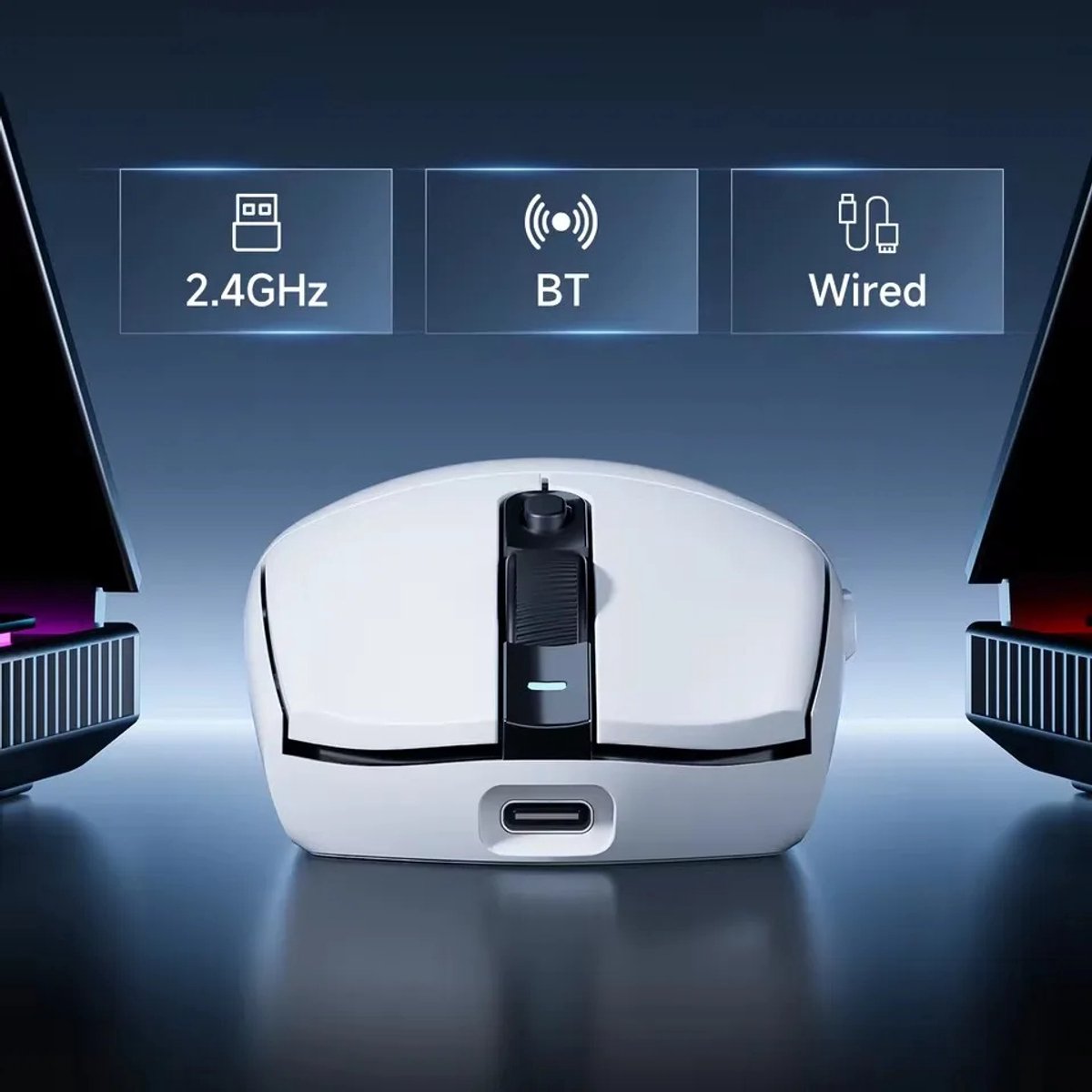 MCHOSE G3 V2 - Gaming Muis - PAW 3311 Sensor - TTC Silver Switch - 1K Bedraad + 1K Draadloos - 3 Modi - 800mAh - Zwart thumbnail 5