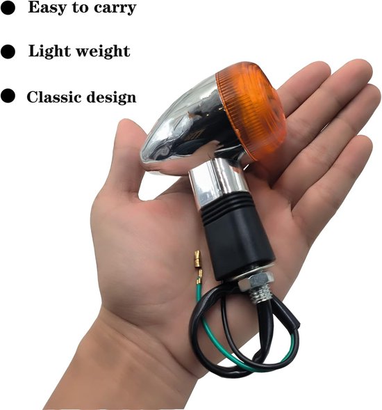 2 stuks Motorfiets koplampen - Richtingaanwijzers - Motorfiets indicatielampjes - Fietslicht Koplamp - Bolvormig verlichting - LED indicatorlampjes - Met draadgatinstallatie - Geschikt voor motorfietsen, racefietsen (12*10 cm - Wit) — afbeelding 3