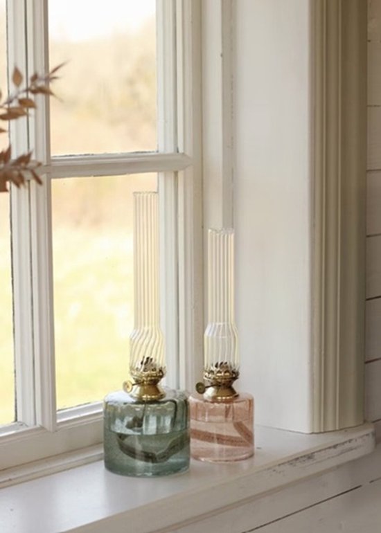 Strömshaga glazen olielamp Elvira ash pink roze met gouden brander 25cm x Ø8cm van Merkloos — afbeelding 2