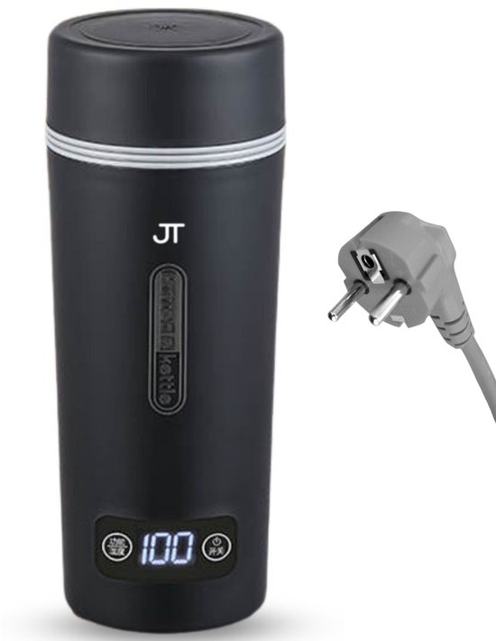 JT Products Draagbare Waterkoker Zwart - 350mL - 3-in1 Design - Temperatuurregulatie - Mini Waterkoker - Reis Waterkoker - Smart Waterkoker - Portable Waterkoker