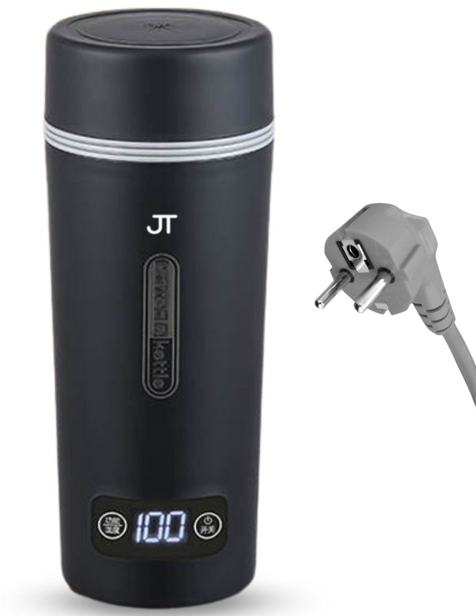 JT Products Draagbare Waterkoker Zwart - 350mL - 3-in1 Design - Temperatuurregulatie - Mini Waterkoker - Reis Waterkoker - Smart Waterkoker - Portable Waterkoker