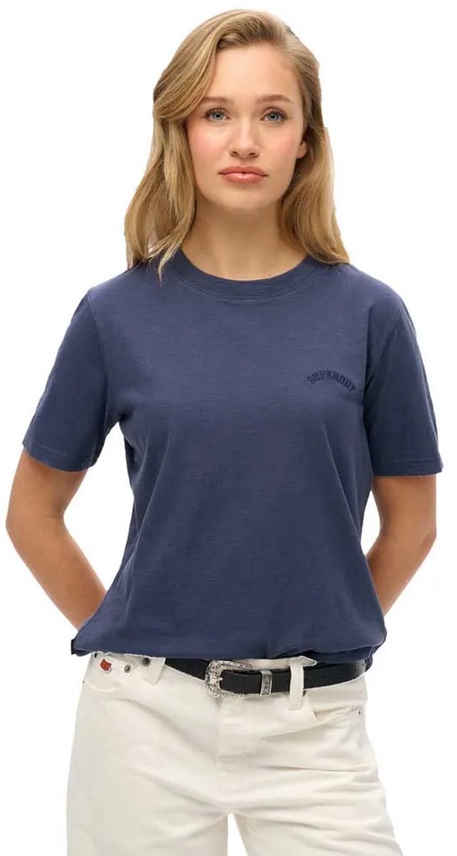Superdry Essential Washed T-shirt met logo Dames T-shirts Marineblauw