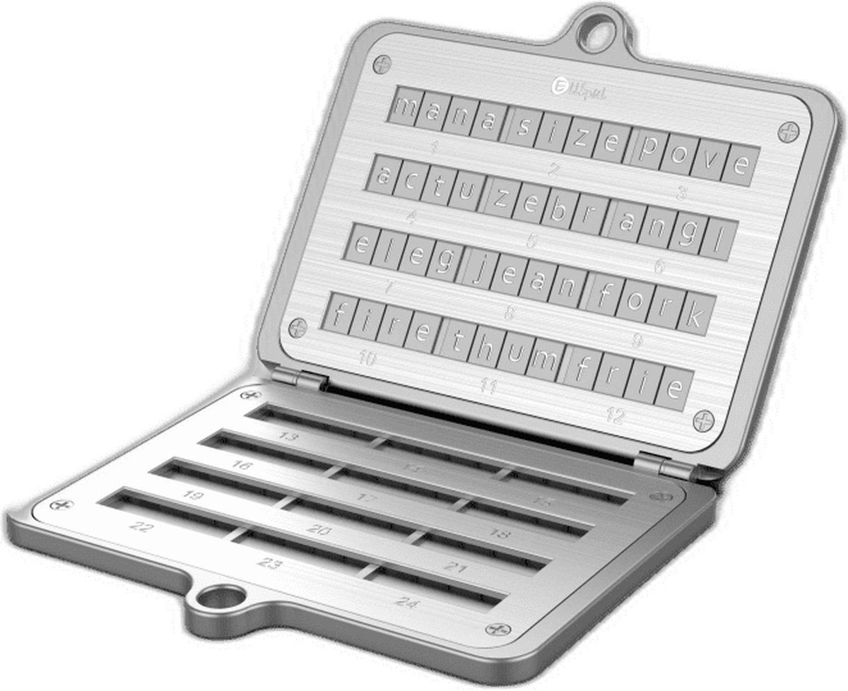 ELLIPAL Seed Phrase Steel – Veilige back-up voor 12/24 woorden – Vuur- en waterbestendig – Compatibel met alle BIP39 wallets