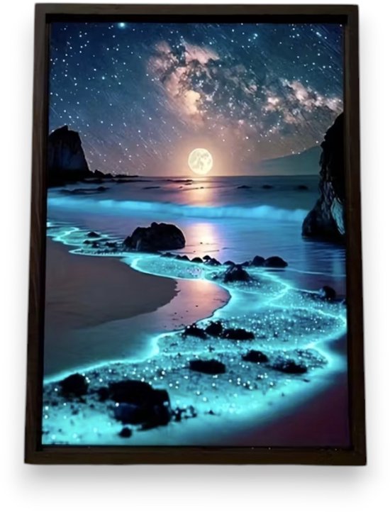 Diamond Painting Volwassenen - Diamond Painting Kinderen - Diamond Painting Pakket Volledig - Fluorescerende Strand - 30x40cm