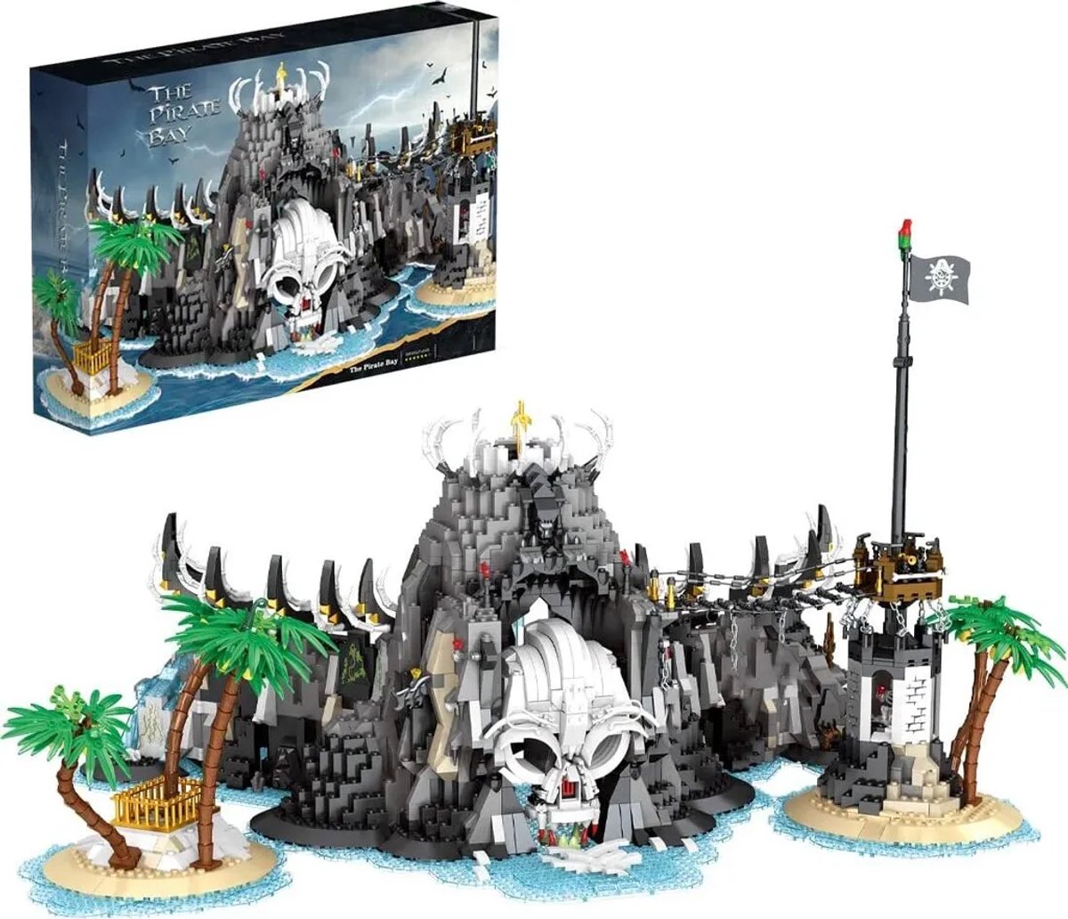 Reobrix 66012 Pirate Bay mega bouwset | Caribbean Adventure Modelbouw | Educatief Creator piraten speelgoed bouwpakketten voor kinderen & volwassenen | Skull Island of the pirates | DIY architecture geschikt voor lego | Bouwdoos met 2960 bouwstenen