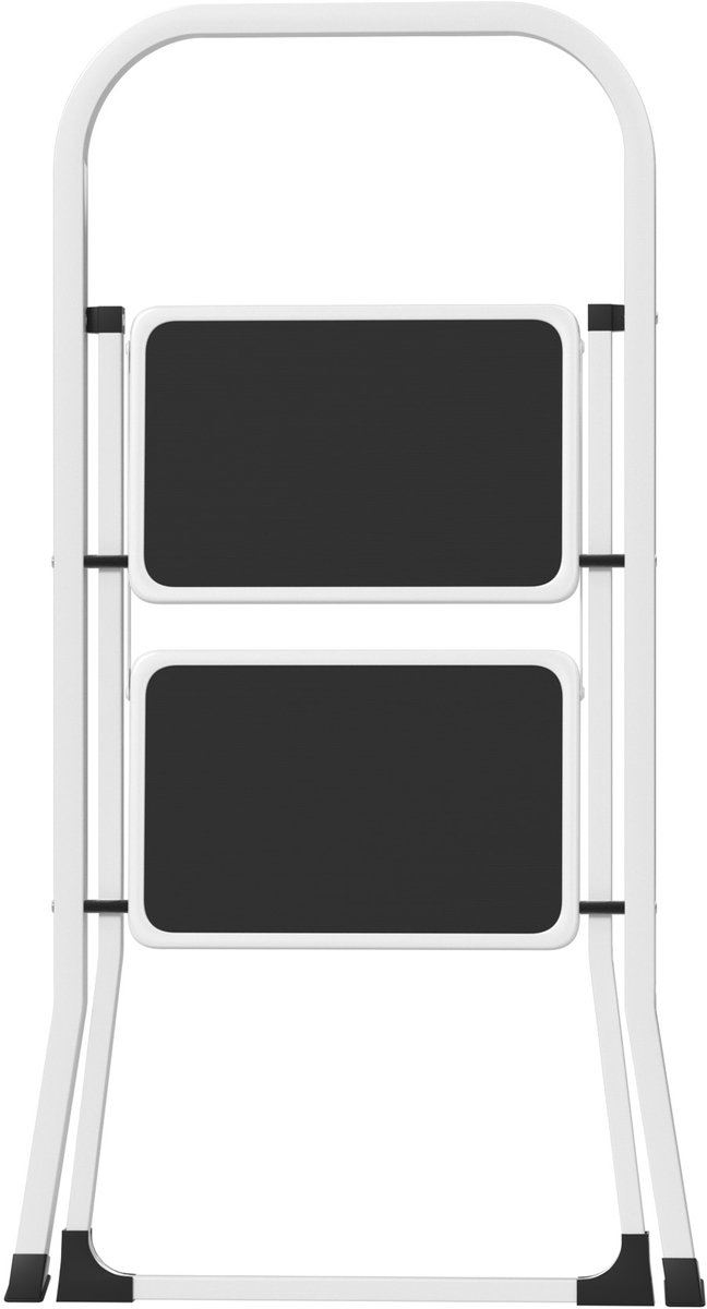 Aufun 2-treden Vouwladder - Gelegeerd Staal met Antislip Treden - 150kg Draagvermogen - Voor Keuken/Garage/Kantoor