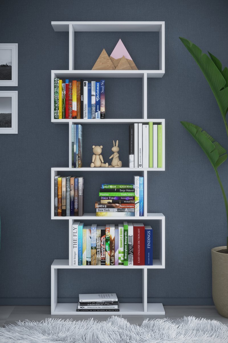 Boekenkast| Opbergkast| Rechthoekige Open Vakken|6 lagen| Wit| 180x70x20 cm