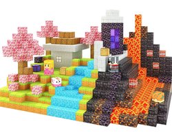 Selevie Magnetische bouwset - Huis, lava en bomen - Magnetic Building Blocks House & trees - Speel & Leermiddel voor Creativiteit (100 Stukken) - Magnetisch speelgoed - Bouwblokken voor jongens enmeisjes