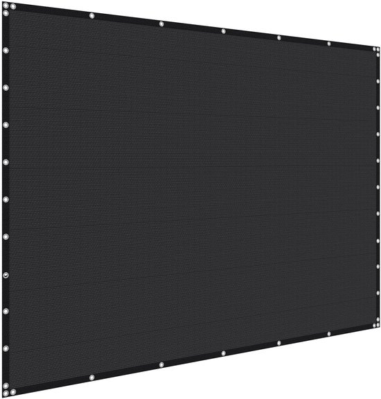 90% zonwerend doek, pergola-afdekking van 3 x 3,6 meter met roestvrijstalen oogjes, privacyscherm gemaakt van 140 GSM HDPE-materiaal, geschikt voor buiten, terras, tuin en achtertuin (zwart)