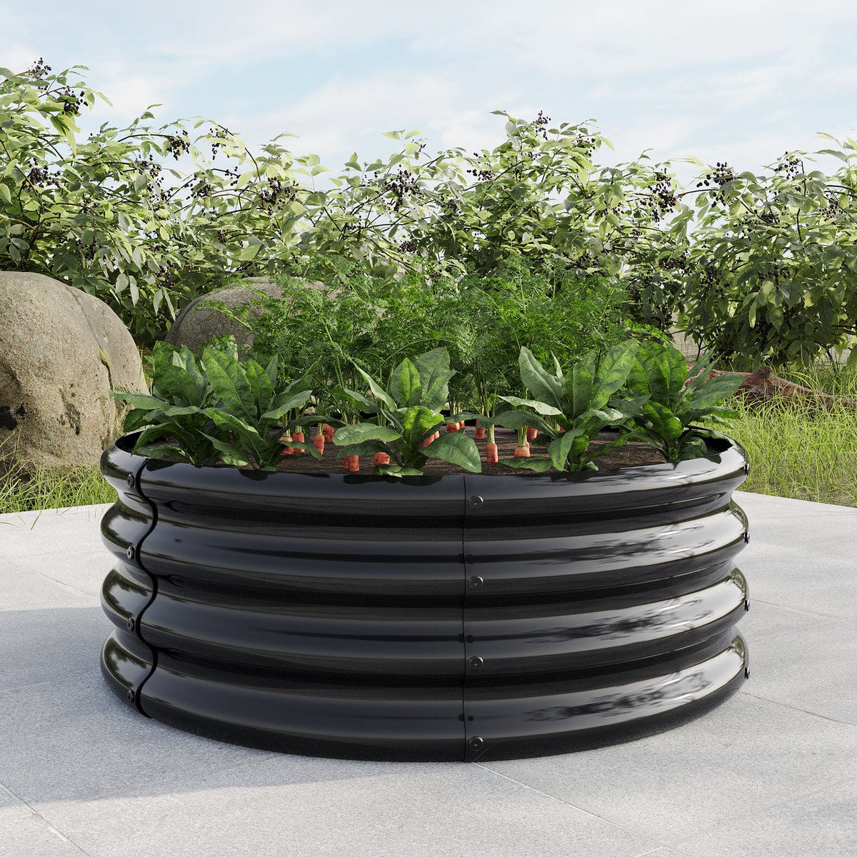 Verhoogd Tuinbed- Verzinkt - Plantenbakken in Rond - Voor Tuinbouw - Groenten, Fruit en Bloemen - Buiten