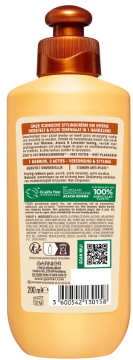 Bol.com Garnier Loving Blends Honing Goud Herstellende Haarcrème Voordeelverpakking - Beschadigd, Breekbaar Haar - 6 x 200ml aanbieding