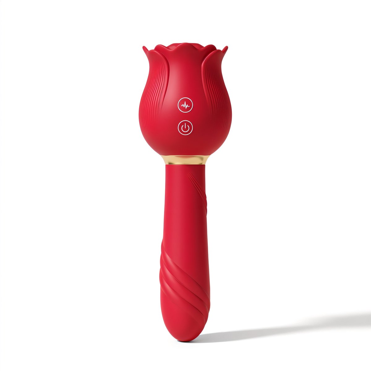 Rozen Staaf Vibrator – Dubbele Stimulatie – 12 Zuigstanden & 12 Vibratiestanden – IPX7 Waterdicht – USB Oplaadbaar – Rood