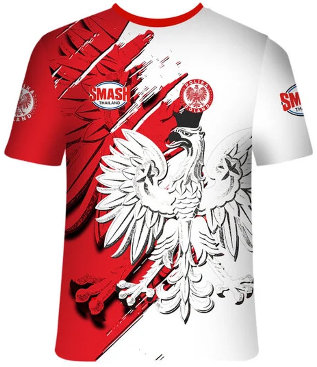 Smash Poland Pride Performance Shirt – Polen – Blauw/Wit/Rood – Sportshirt Heren – Sneldrogend & Ademend - Maat M