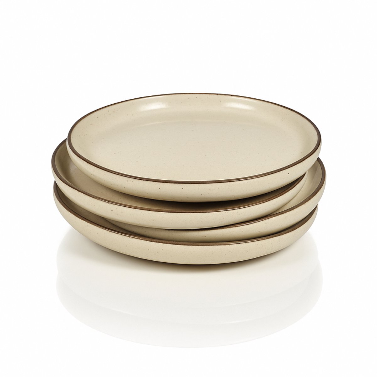 Set van 4 Keramische Dessertborden Siena – Beige/Zwart – Ø20,5 x H2 cm