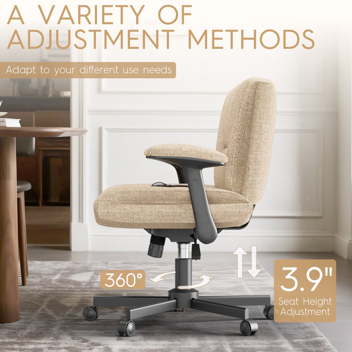 Soontrans Bureaustoel Hoogwaardige Stof In Hoogte - afbeelding 3