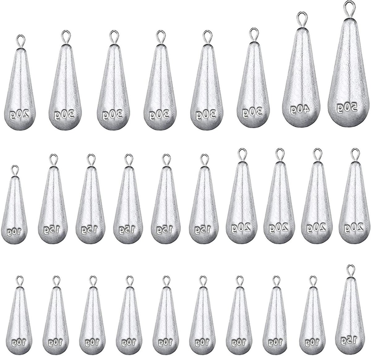Provento-Vislood Set - Zeevissen - Zoutwater en Zoetwater - Draagbaar - Rotatie Gewichten - Herbruikbaar - 10g/15g/20g/30g/40g/50g - Zeevissen - Diverse Kleuren & Maten - Geschikt voor Vissen - Allround Gebruik