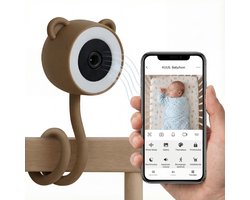 KUUS. WiFi Babyfoon met Camera en App – (Zonder los scherm) Baby Camera Met 2K beelden – Scherpe nachtvisie – Bewegingsdetectie – Huildetectie – White Noise – Incl. 32GB SD | KUUS. Beertje BM1