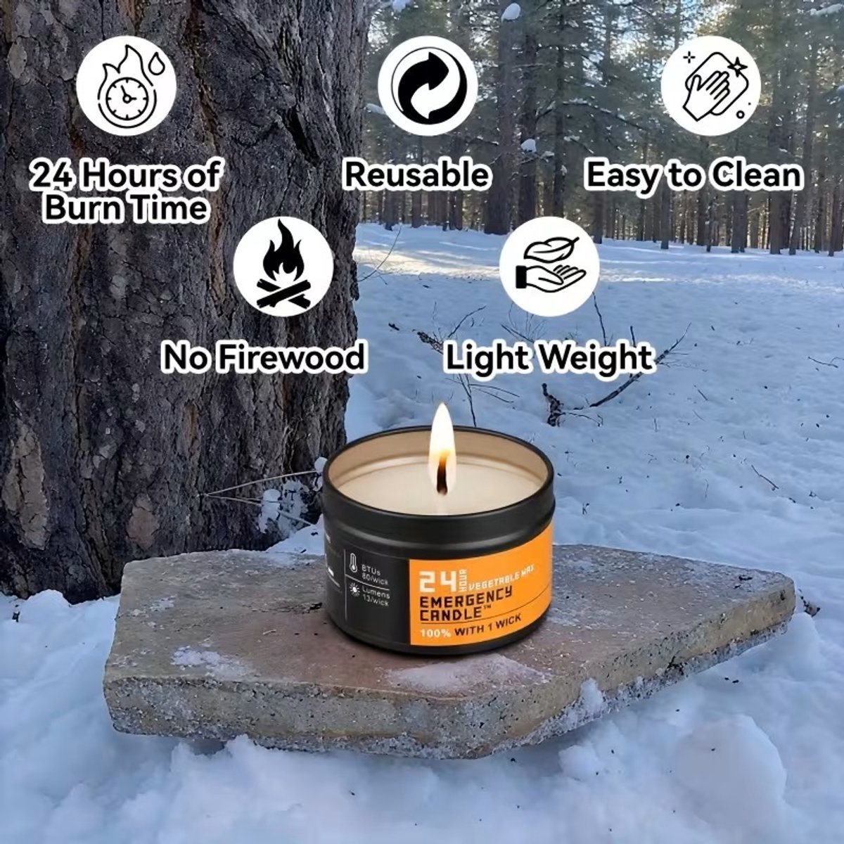 Noodkaarsen, 6 uur brandduur, 10 stuks sojawaskaarsen voor stroomuitval, outdoor-activiteiten, rookvrije kaarsen voor noodgevallen, winter, storm, jacht, camping