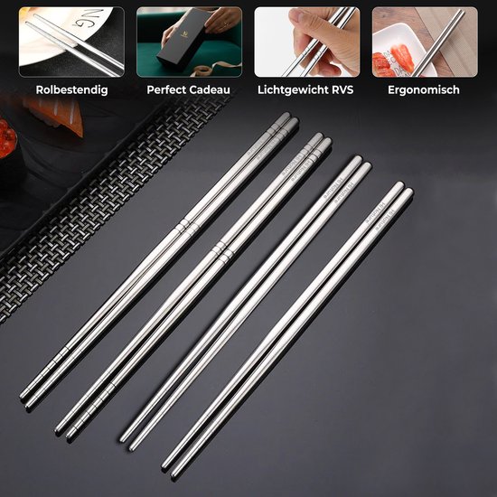 elastoREuse - Eetstokjes vaatwasmachinebestendig van BPA-vrij plastic in set van 2 - chopsticks to go 25 cm voor Aziatische gerechten zoals sushi, dumplings, Fried Rice etc. - eetstokjes om te eten