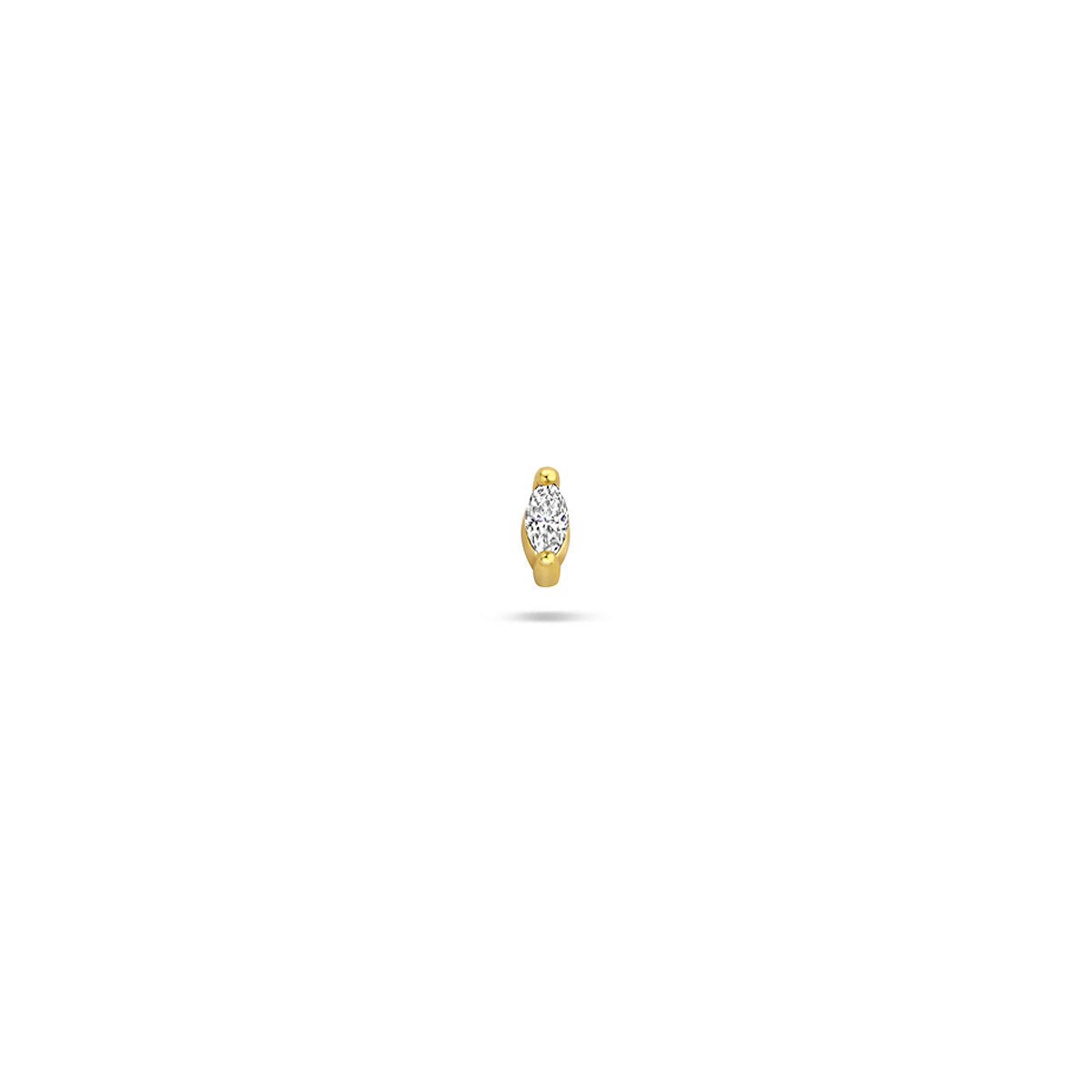 Zilveren vergulde flat back piercing ovaal zirkonia 4 mm 1 micron - 2