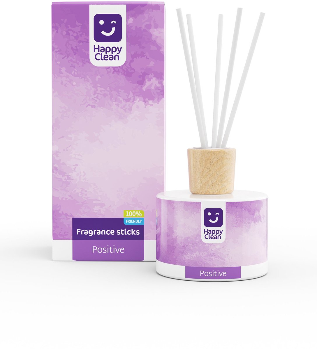 Happy Clean Geurstokjes 200 ml – Positive – Mandarijn, Elemi & Cederhout voor een vrolijke mindset– Extra langdurige geurverspreider voor Huis & Kantoor