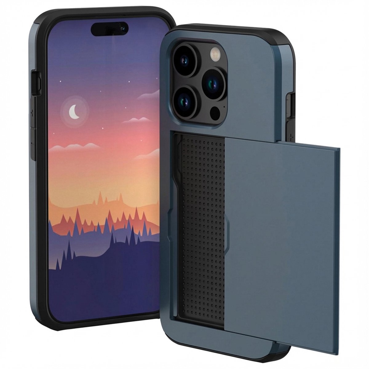imoshion Hoesje met Pasjeshouder - Geschikt voor Apple iPhone 15 Pro - Donkerblauw