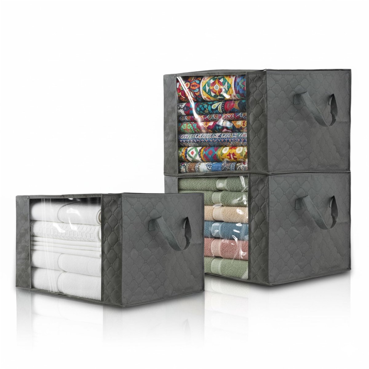 Unyqoos® Set van drie ademende opbergtassen voor kleding met venster en handvatten